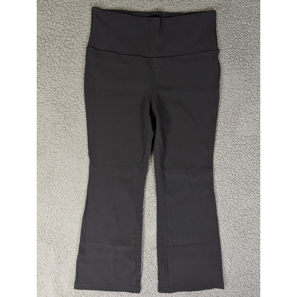 Athleta Elation Rib Crop Flare Pants Size 1X Black Active Gym Athleisure Stretch